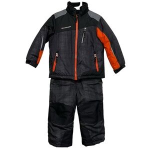 32 Degrees Black and Orange Weatherproof Jacket and Bib Pant Set Size 4T